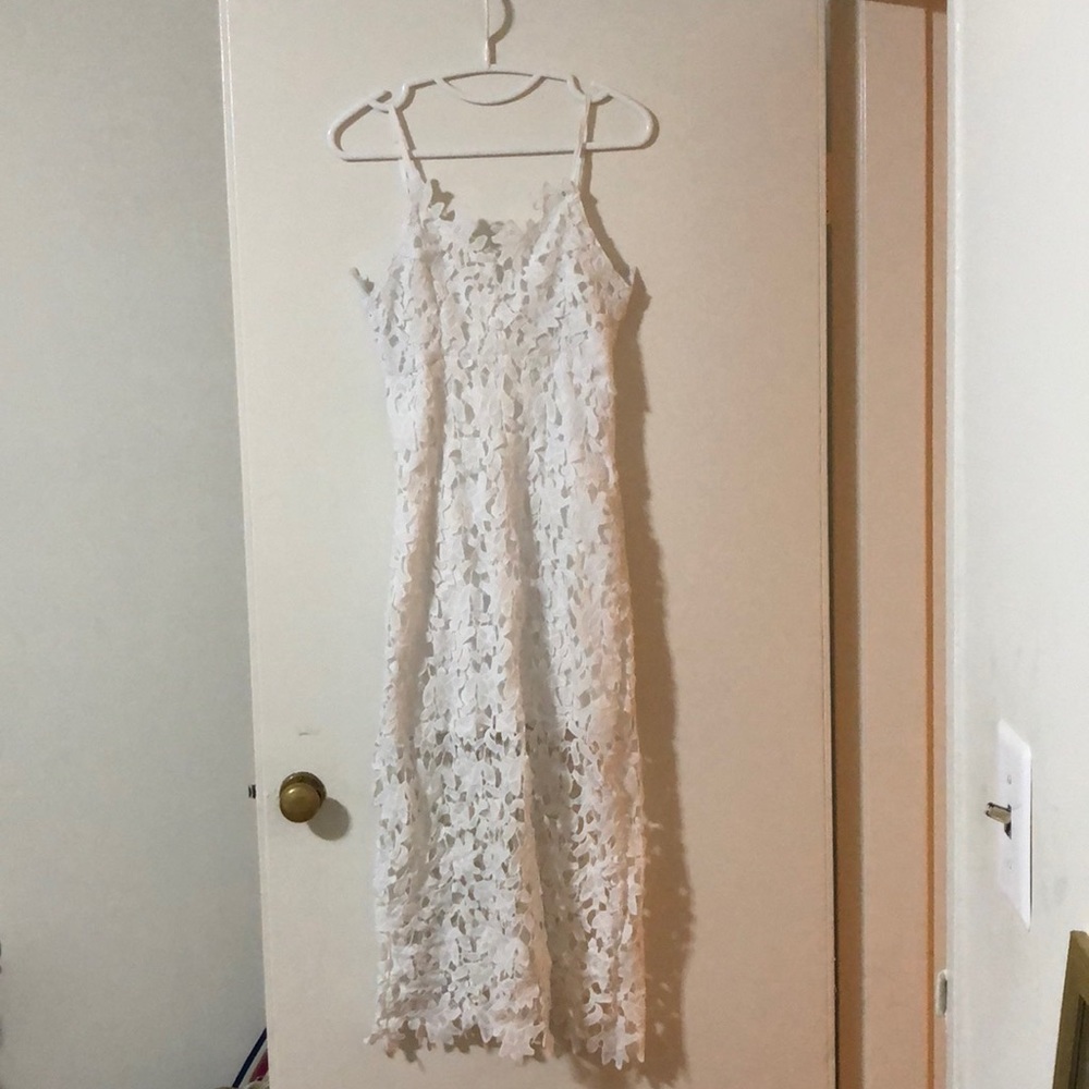 BRAND NEW White midi lace dress